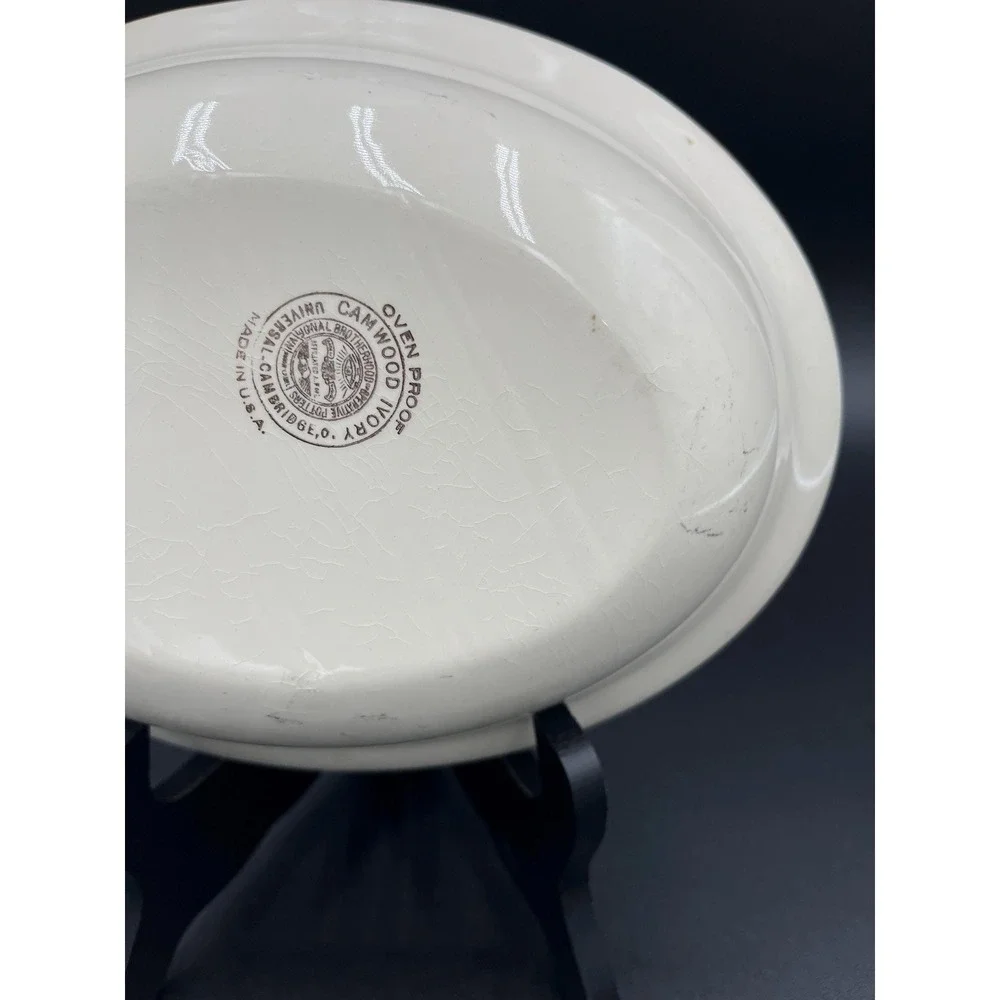 Vintage Cambridge Camwood Ivory Iris Oval Serving Bowl